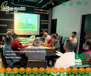 Sassrika Lanka management and field teams meeting at Biyagama head office for Yala 2024 post-season review discussing Bio Super Phosphate performance and farmer engagement