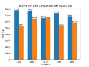Crop cutting harvest analysis showing Bio Super Phosphate BSP compared with TSP fertilizer in Dehiattakandiya Ampara Yala 2025 demonstrating higher yield under real field conditions